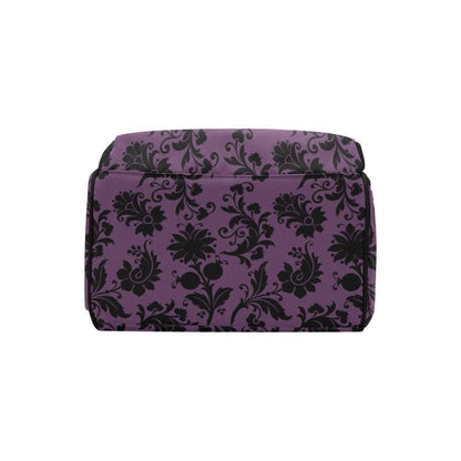 Gothic Diaper Bag Backpack, Purple Damask Baby Bag, Nursery Organizer