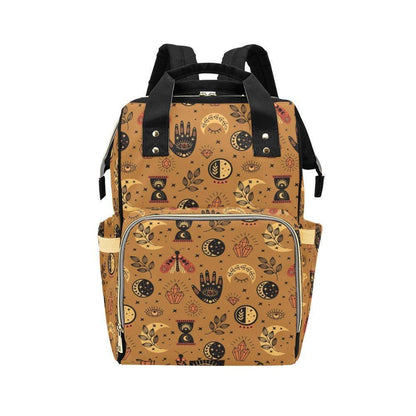Celestial Diaper Bag Backpack, Boho Mom Travel Bag, Moon Phase Nursery Organizer