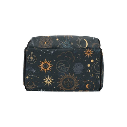 Celestial Sun and Moon Diaper Backpack, Astrology Pattern Baby Bag, Cosmic Travel Parent Bag