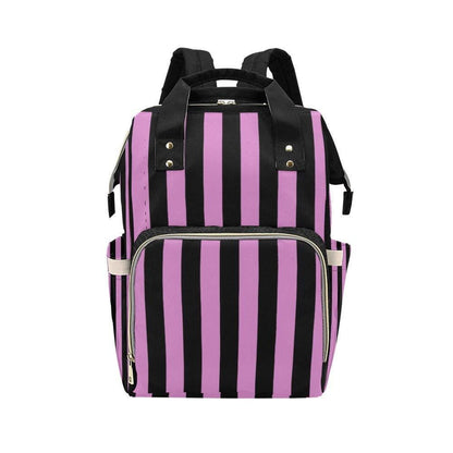 Purple Stripe Backpack, Goth School Bag, Alt Fashion Laptop Bag, Edgy Travel Backpack