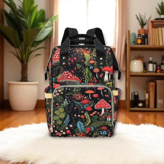 Mushroom Cottagecore Canvas Satchel, Dark Fairy Forest Purse, Boho Witchy Handbag, Crossbody Bag