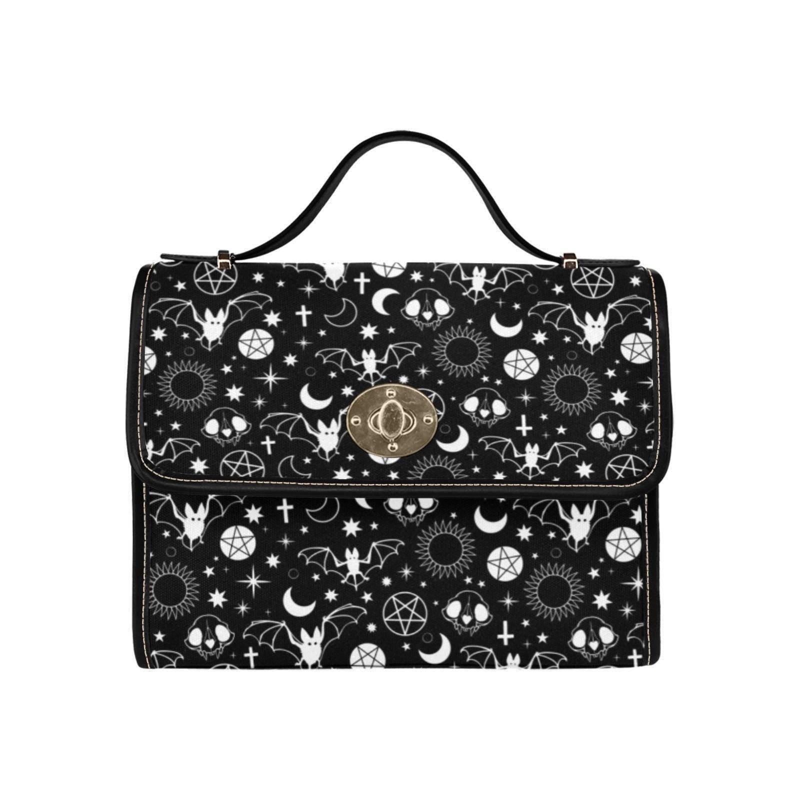 Celestial Bat Crossbody Bag, Witchcore Moon Structured Handbag