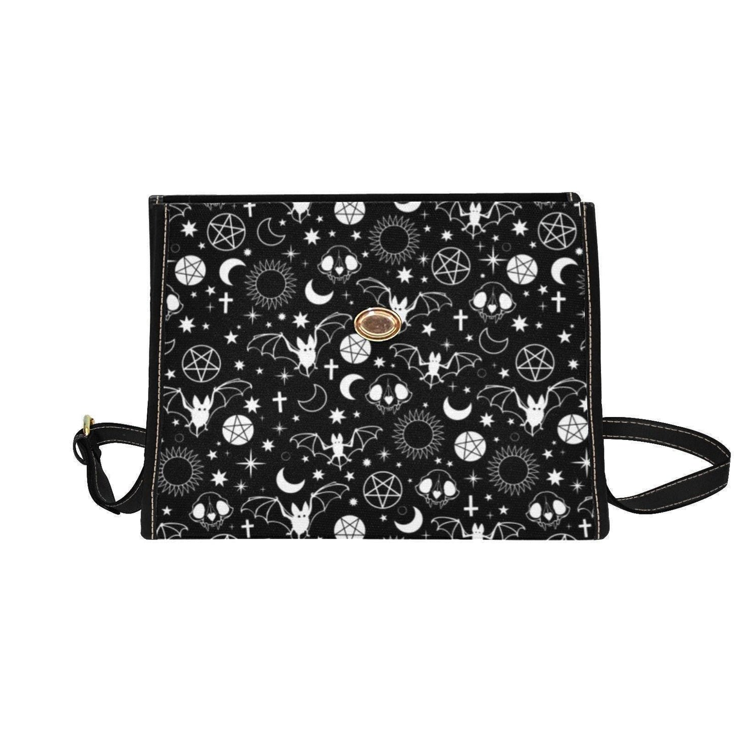 Celestial Bat Crossbody Bag, Witchcore Moon Structured Handbag