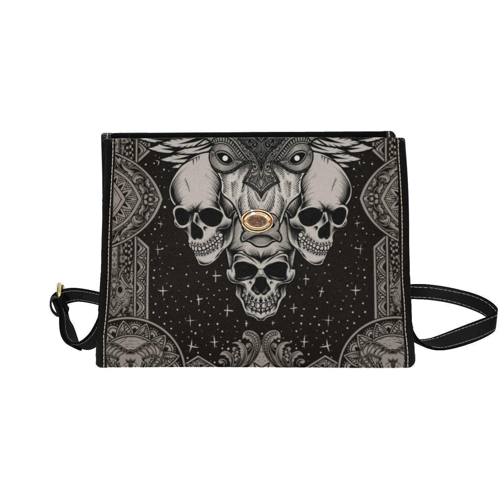 Occult Skull Goat Crossbody Bag, Dark Witchy Structured Purse