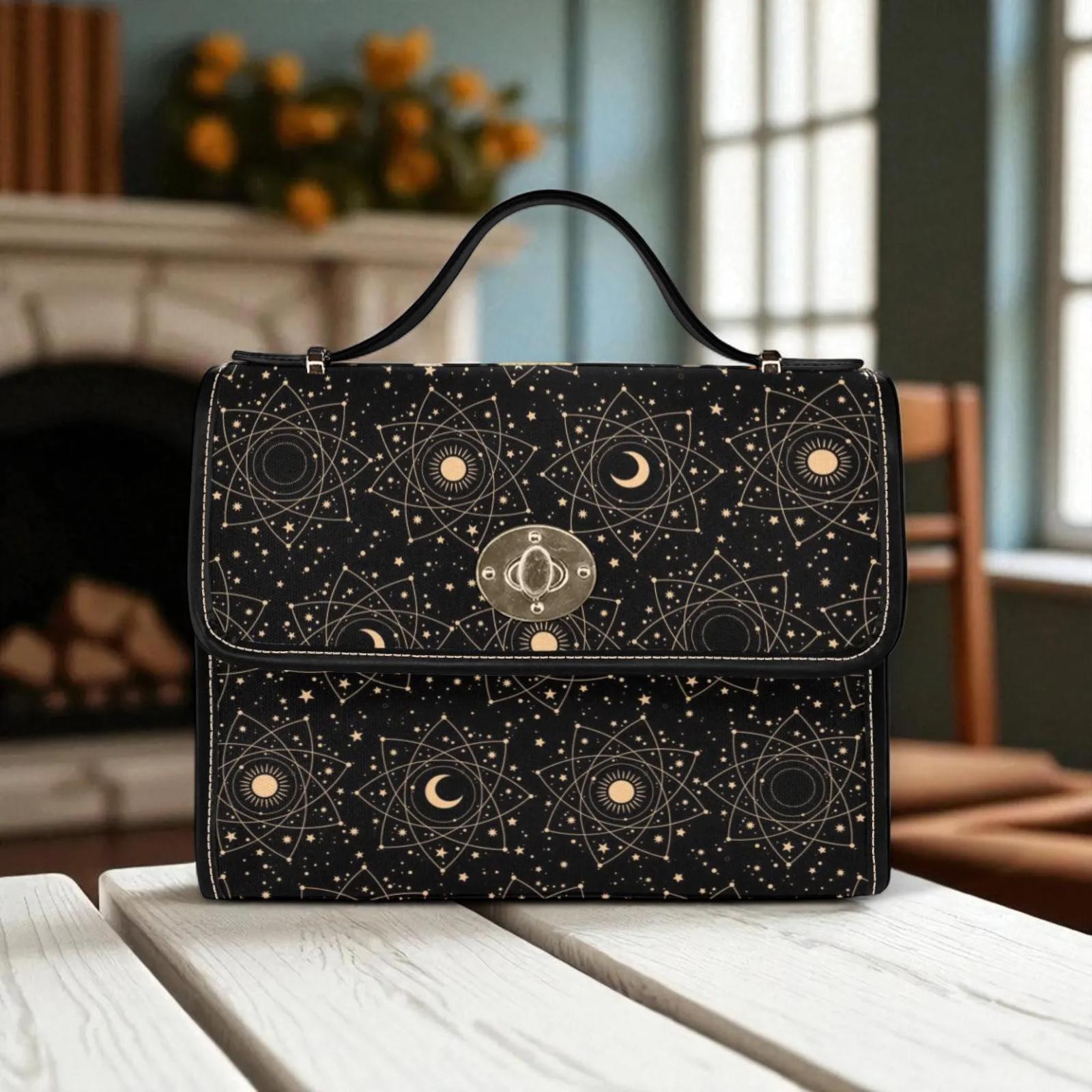 Astrology Moon Sun Satchel, Celestial Witchy Bag, Occult Star Purse