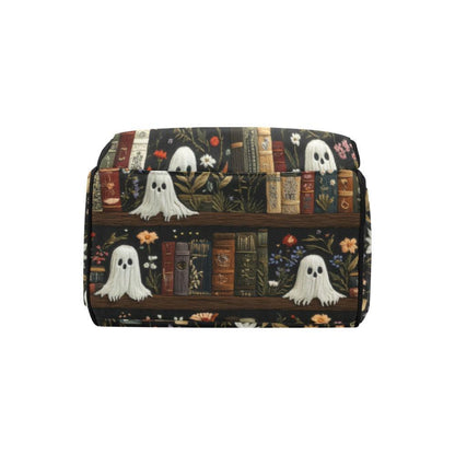 Ghost Diaper Bag Backpack, Bookish Floral Baby Travel Bag, Spooky Mom Stroller Bag