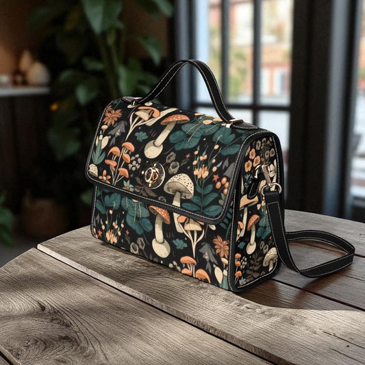 Mushroom Forest Satchel, Cottagecore Botanical Purse, Witchy Nature Bag