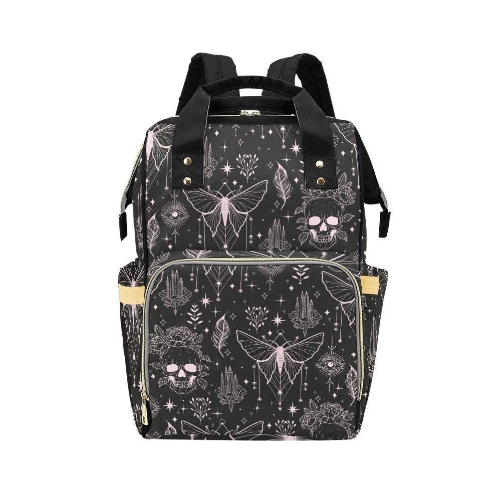 Witchy Diaper Bag Backpack, Celestial Baby Travel Bag, Gothic Mom Backpack