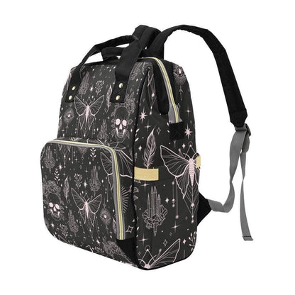 Witchy Diaper Bag Backpack, Celestial Baby Travel Bag, Gothic Mom Backpack
