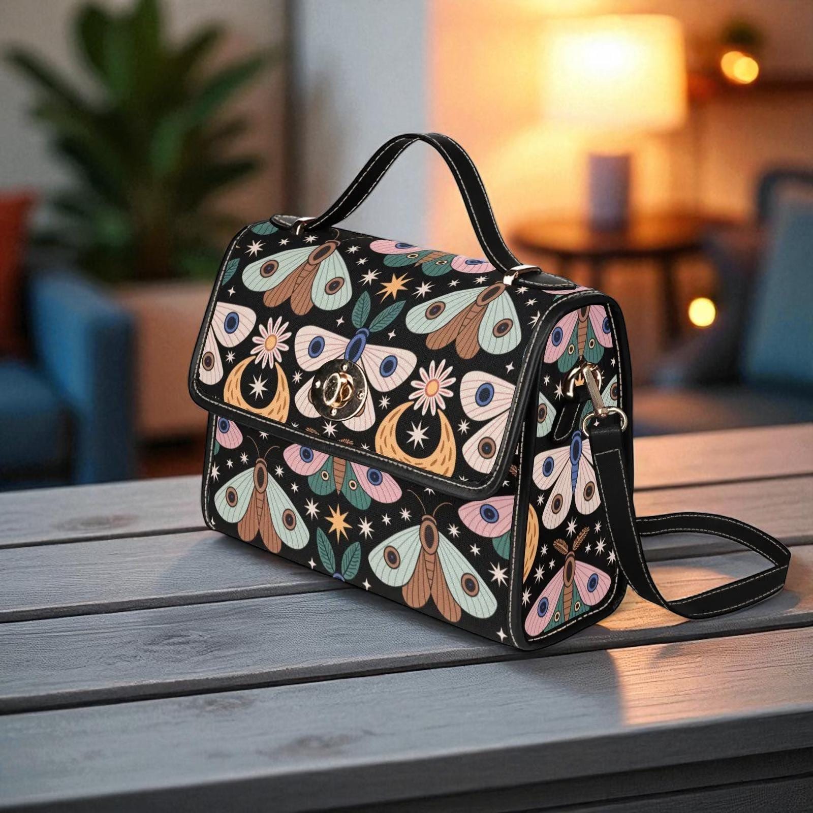 Celestial Moth Top Handle Bag