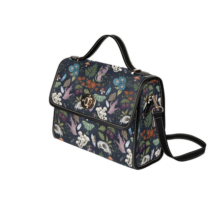 Mystical Forest Satchel Bag, Witchy Mushroom Handbag, Gothic Moth Purse, Cottagecore Enchanted Bag