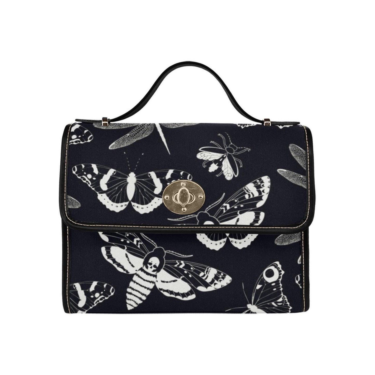 Gothic Moth Print Crossbody Bag: Witchcore Insect Purse