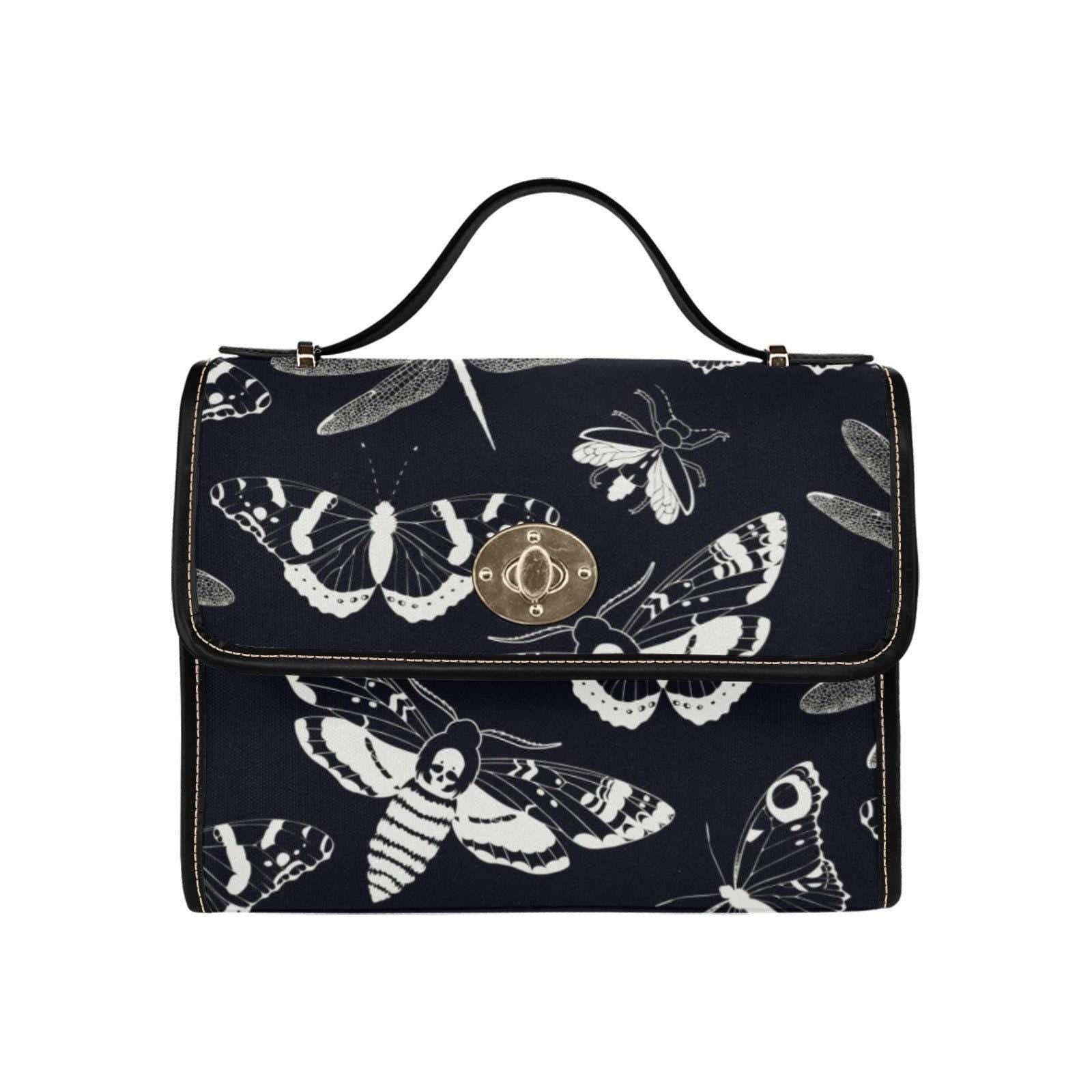 Gothic Moth Print Crossbody Bag: Witchcore Insect Purse