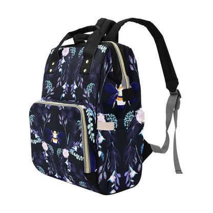Botanical Bee Diaper Backpack, Floral Mom Bag, Stroller Organizer