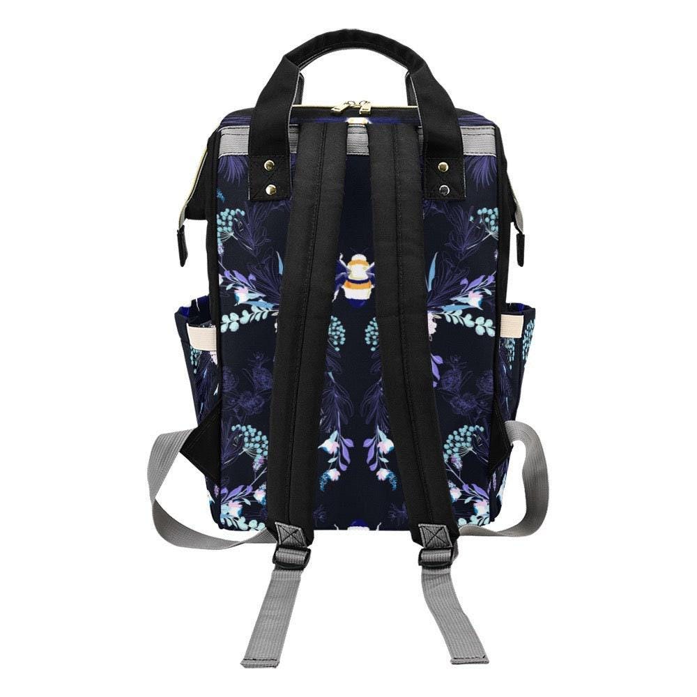 Botanical Bee Diaper Backpack, Floral Mom Bag, Stroller Organizer