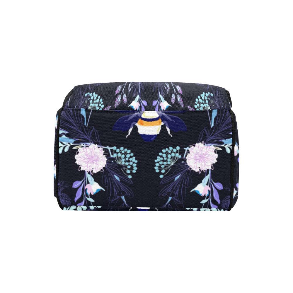 Botanical Bee Diaper Backpack, Floral Mom Bag, Stroller Organizer, Baby Essentials