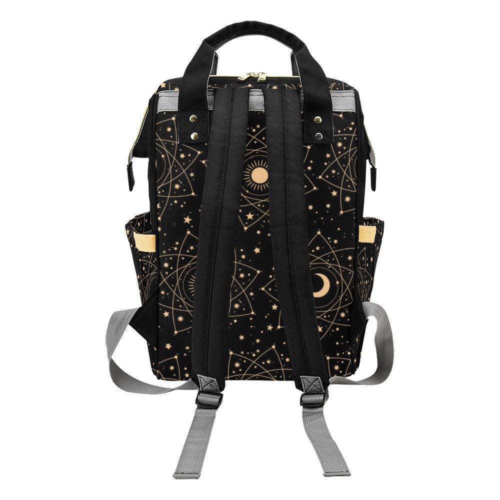 Celestial Diaper Bag Backpack, Sun Moon Baby Travel Bag, Mom Backpack Organizer