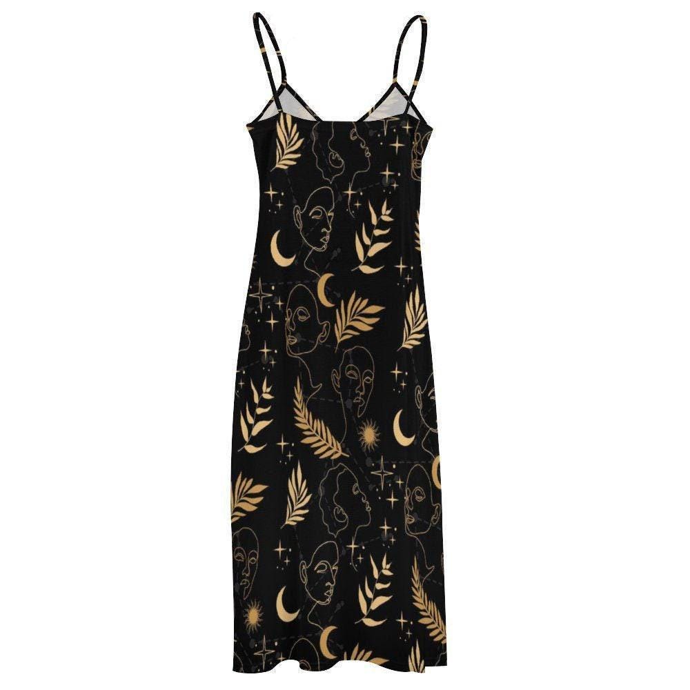 Celestial Tarot Maxi Dress Dark Cottagecore Maxi Dress, Witchy Maxi Dress, Fairy Grunge Dress, Whimsigoth Maxi Dress, Occult Pattern Dress