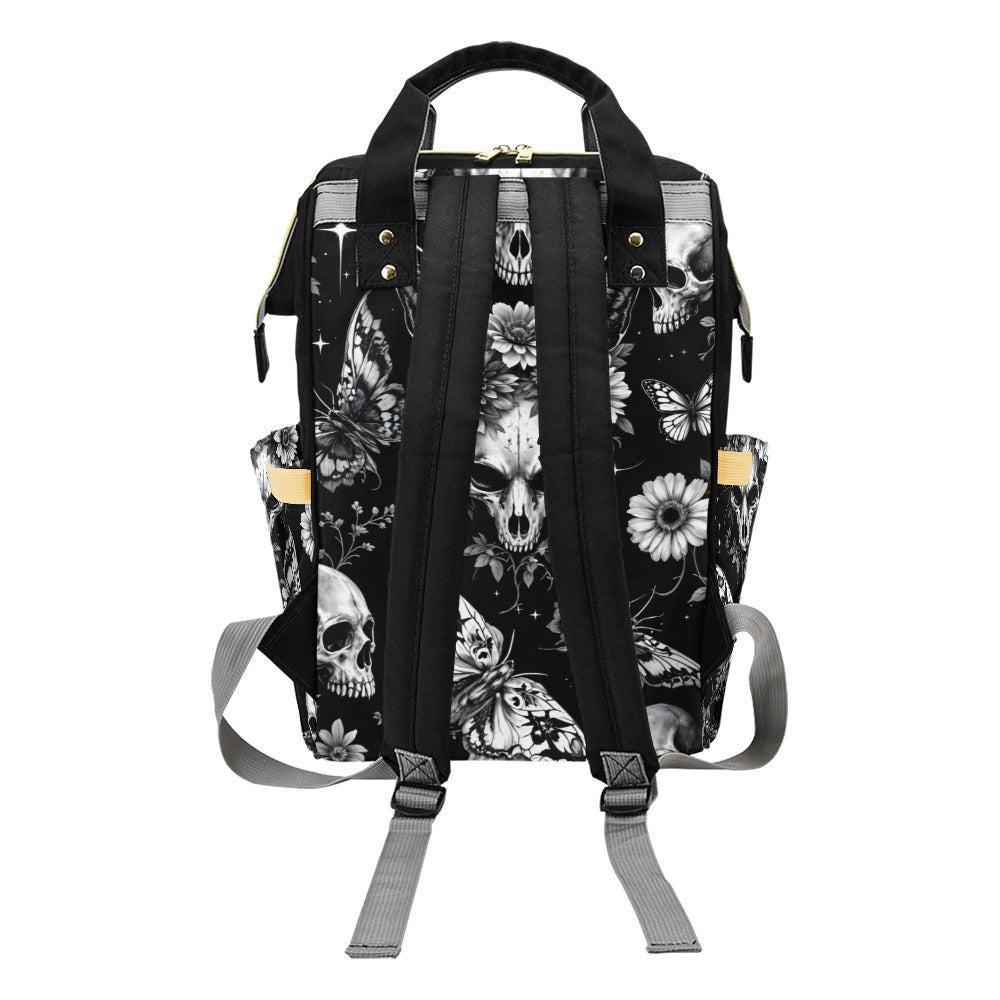 Skull Butterfly Backpack Black Gothic School Bag Halloween Gift for Teens and Adults