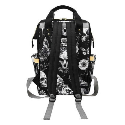 Skull Butterfly Backpack Black Gothic School Bag Halloween Gift for Teens and Adults
