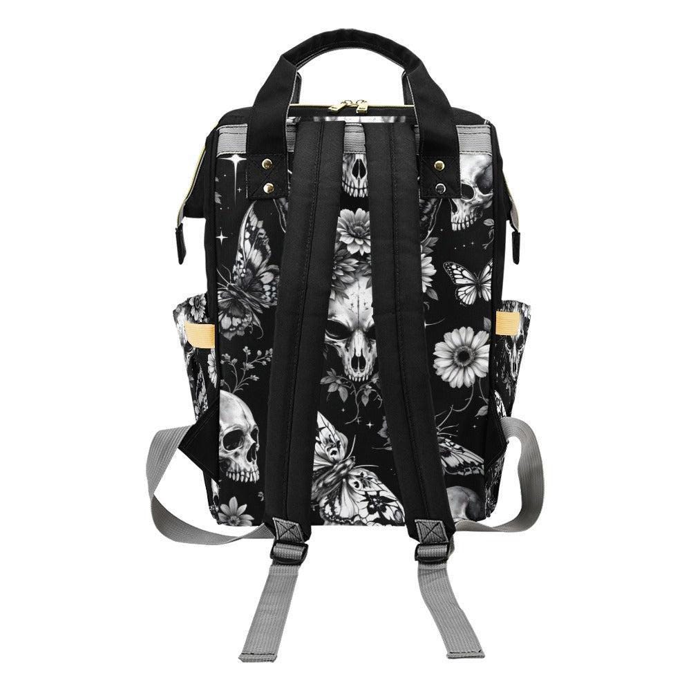 Skull Butterfly Backpack Black Gothic School Bag Halloween Gift for Teens and Adults