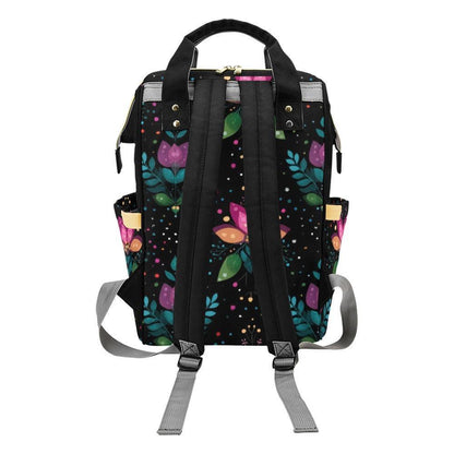 Folk Art Tulip Diaper Bag Backpack, Boho Baby Travel Pack for Moms