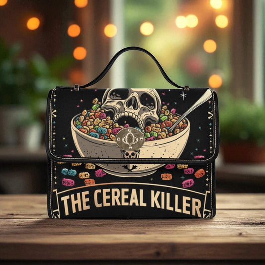 Cereal killer satchel, spooky retro crossbody, skeleton skull purse, halloween novelty handbag, creepy cute shoulder bag,festival horror bag