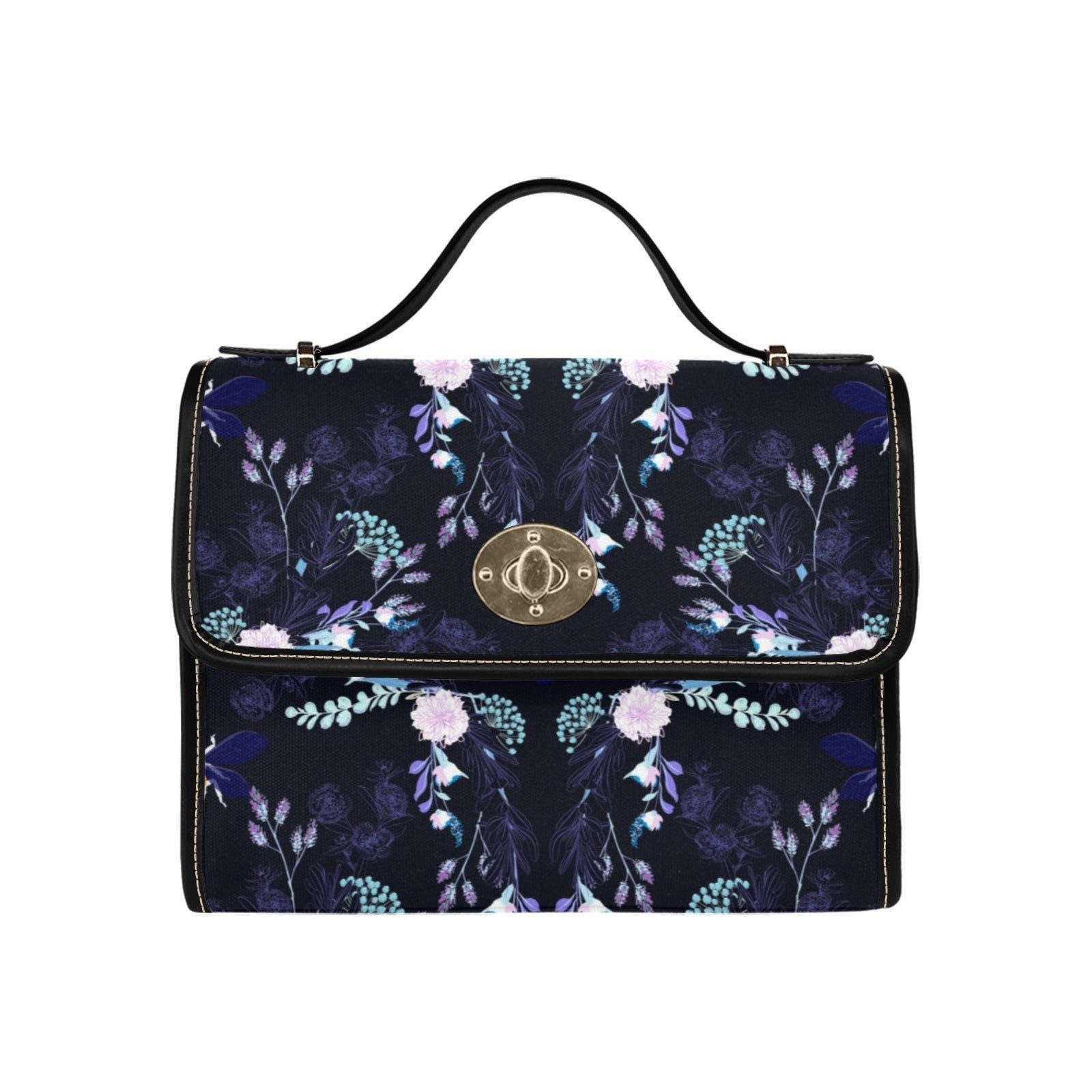 Bee Crossbody Purse, Night Garden Handbag, Dark Floral Statement Bag