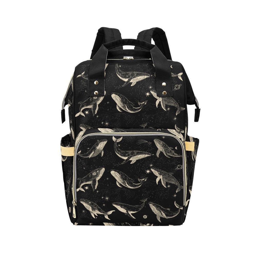 Whale Diaper Bag Backpack, Ocean Baby Travel Bag, Nursery Organizer for Moms