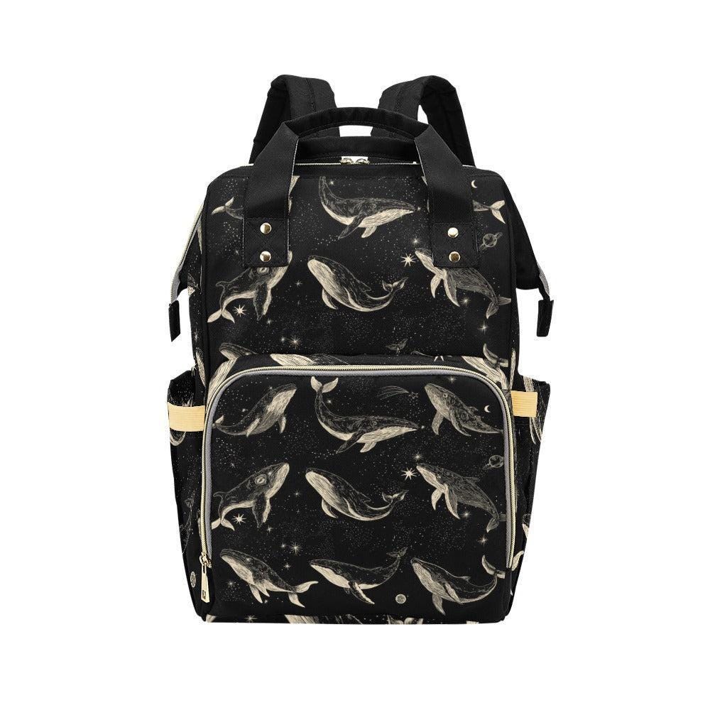 Whale Diaper Bag Backpack, Ocean Baby Travel Bag, Nursery Organizer for Moms