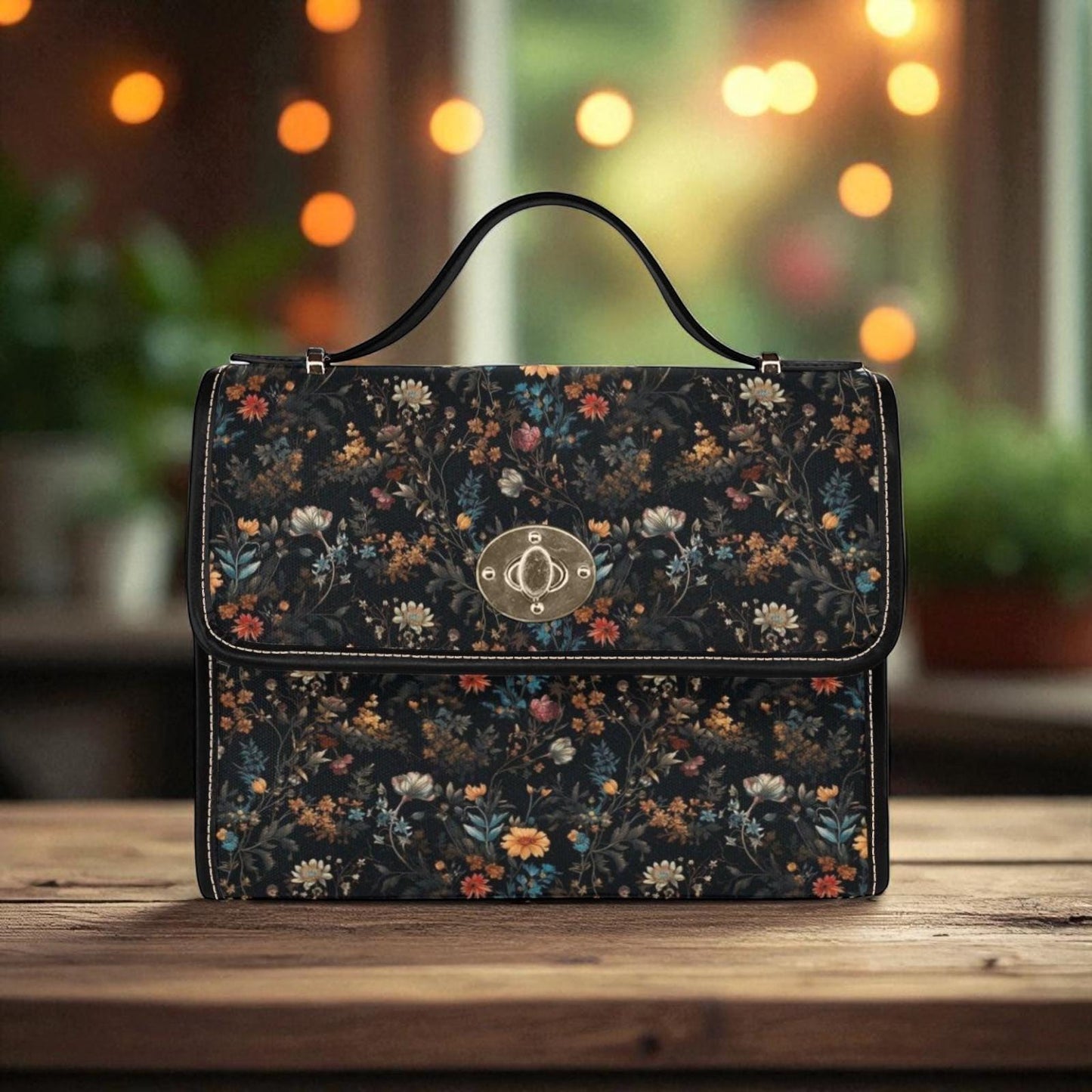 Wildflower Field Bag, Botanical Floral Satchel, Dark Cottagecore, Witchy Autumn Accessory