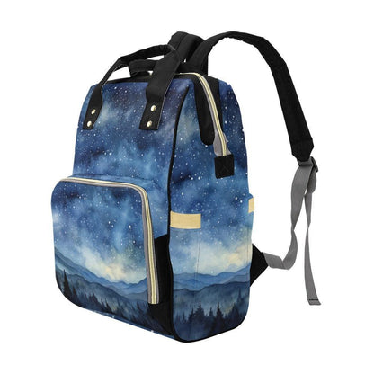 Mountain Diaper Bag Backpack with Night Sky Print, Woodland Baby Bag, Mom Backpack