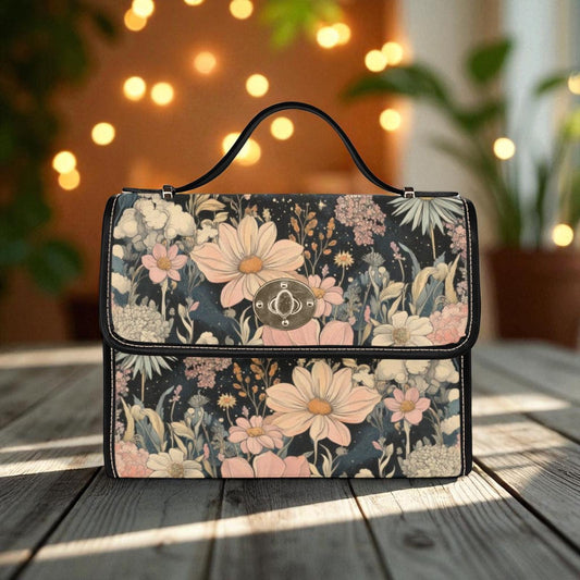Cottagecore Wildflower Purse – Pastel Blooms & Starry Night Print