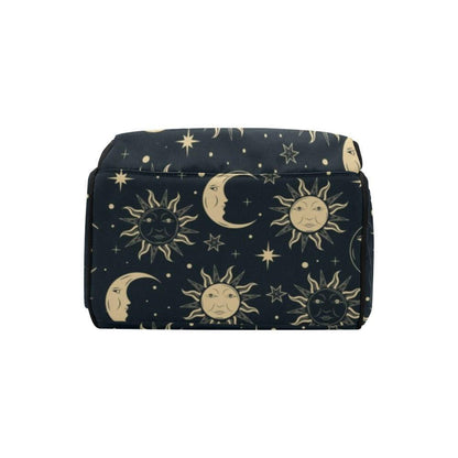 Celestial sun moon backpack, mystical diaper bag for moms, starry night travel tote