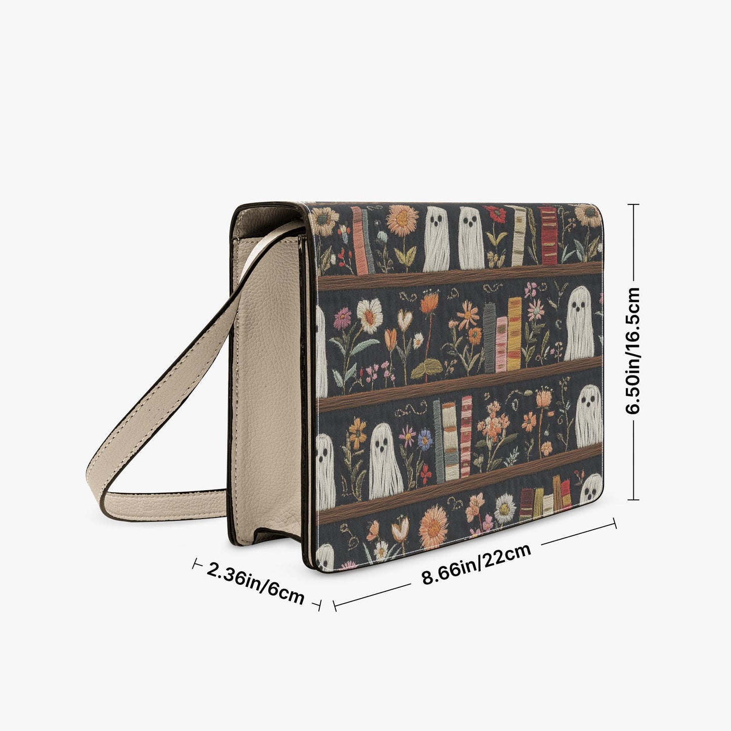 Bookish Crossbody Bag, Literary Ghost Purse, Cottage Gothic Librarian Gift