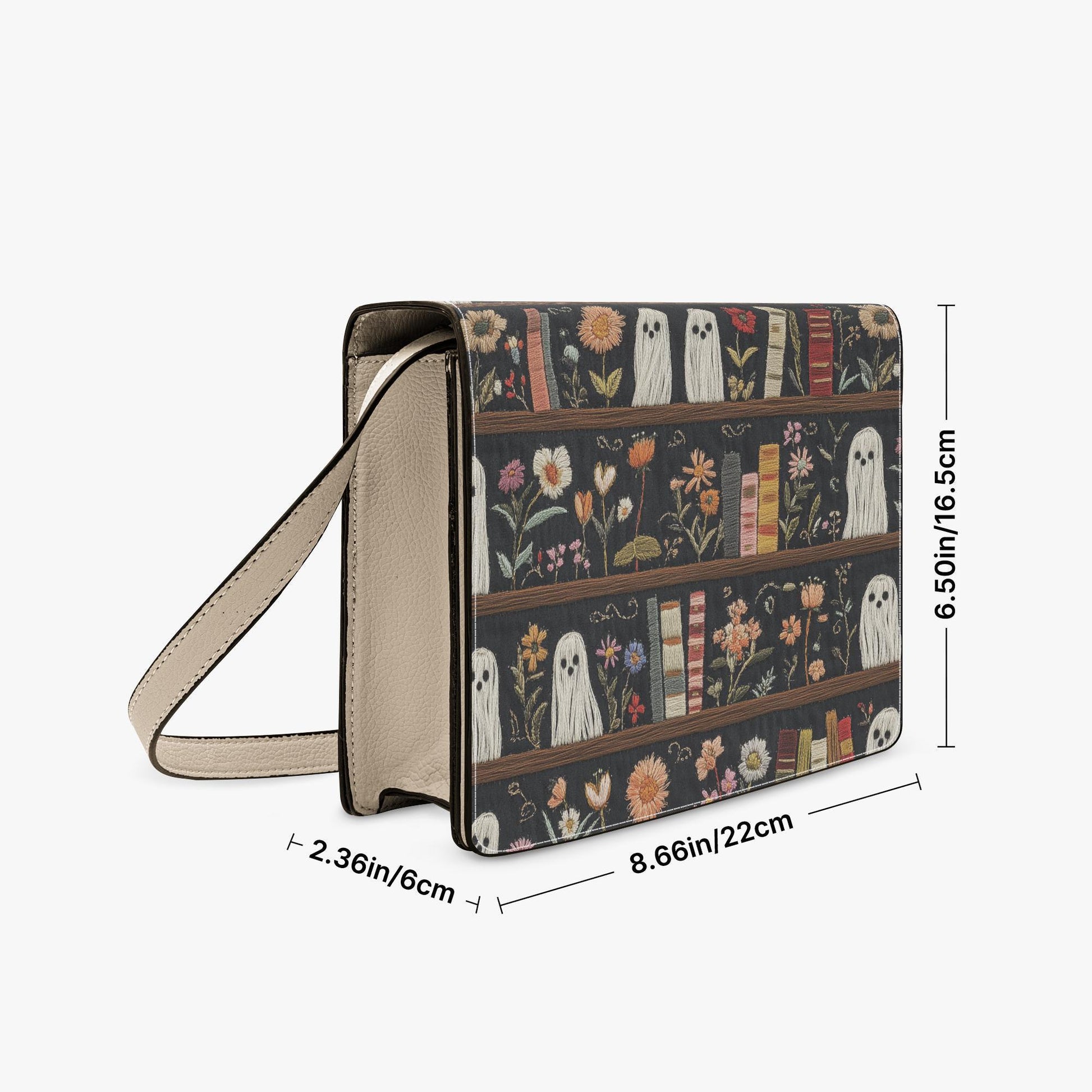 Bookish Crossbody Bag, Literary Ghost Purse, Cottage Gothic Librarian Gift