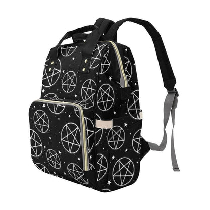 Pentagram Stars Backpack, Celestial Witchy Diaper Bag, Occult School Travel Tote