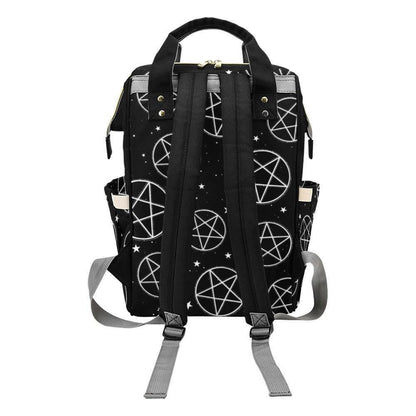 Pentagram Stars Backpack, Celestial Witchy Diaper Bag, Occult School Travel Tote