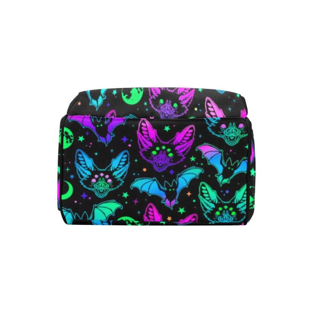 Halloween Diaper Bag Backpack Neon Bat Moon Print Baby Travel Pack