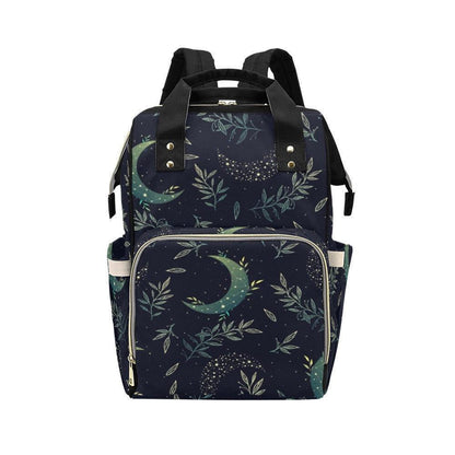 Celestial Moon Backpack, Witchy Lunar Diaper Bag, Dark Fairycore Organizer, Mystical Astrology Gear, Festival Mom Bag, Botanical Moon Phases