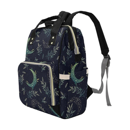 Celestial Moon Backpack, Witchy Lunar Diaper Bag, Dark Fairycore Organizer, Mystical Astrology Gear, Festival Mom Bag, Botanical Moon Phases