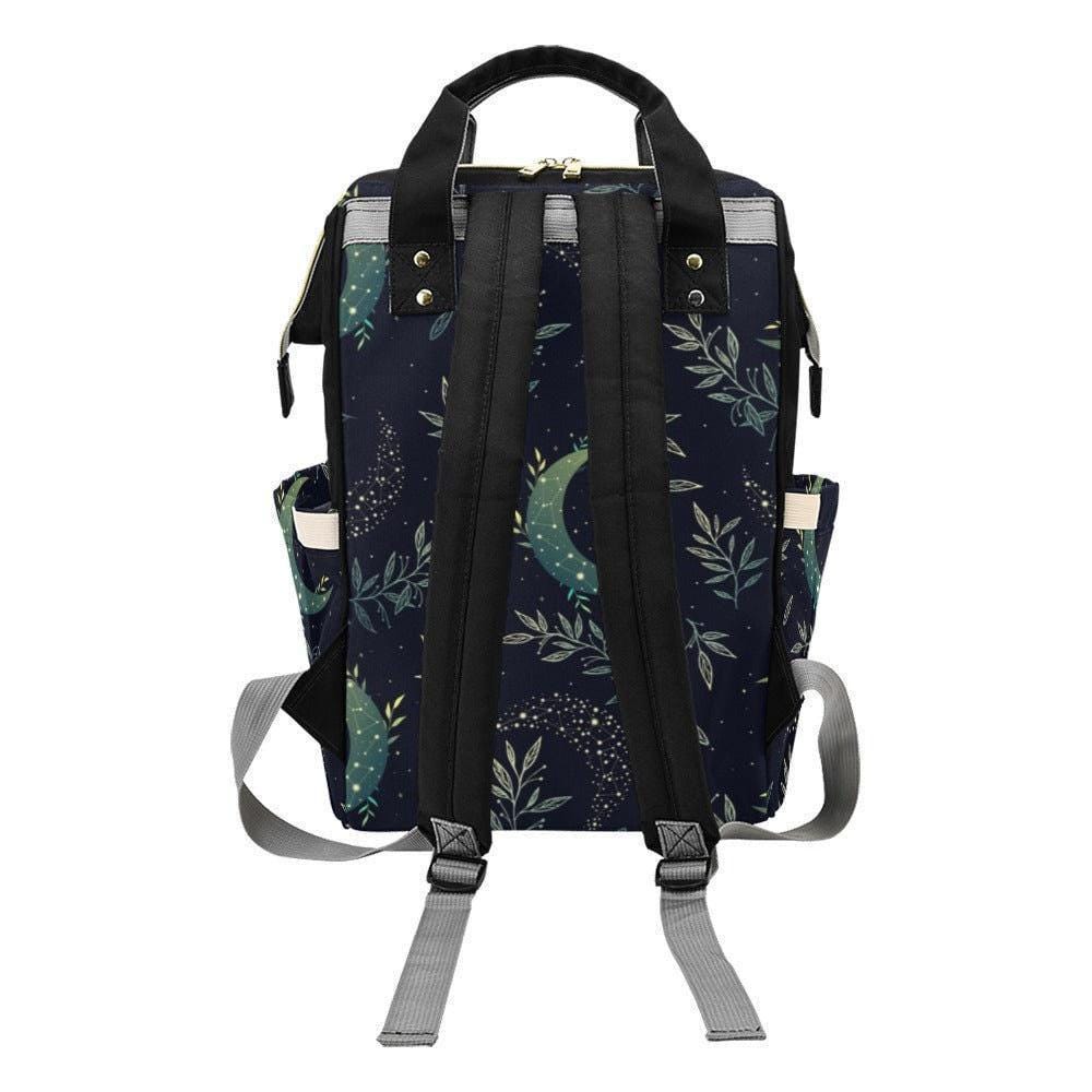 Celestial Moon Backpack, Witchy Lunar Diaper Bag, Dark Fairycore Organizer, Mystical Astrology Gear, Festival Mom Bag, Botanical Moon Phases