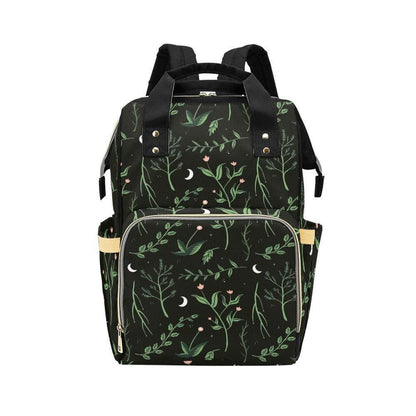 Diaper Backpack with Moon Floral Print, Baby Travel Bag, Mom Backpack