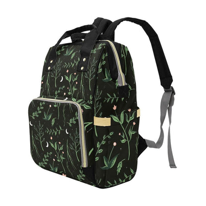 Diaper Backpack with Moon Floral Print, Baby Travel Bag, Mom Backpack