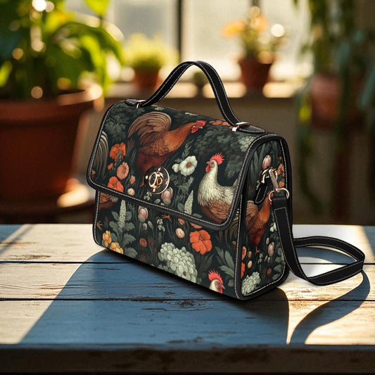 Rooster & Hen Garden Handbag – Rustic Countryside Farmhouse bag