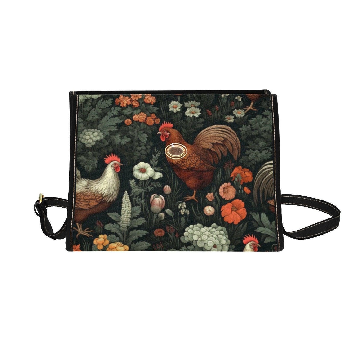 Rooster & Hen Garden Handbag – Rustic Countryside Farmhouse bag