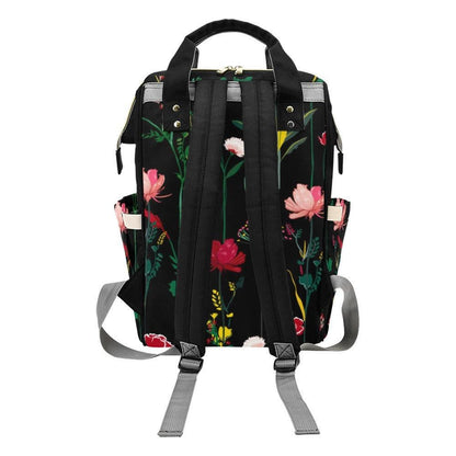 Floral Diaper Bag Backpack, Black Baby Travel Bag, Mom Backpack