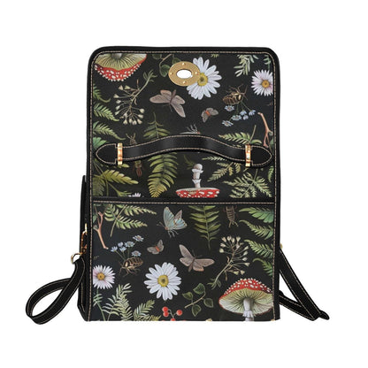 Moth Forest Satchel, Dark Academia Botanical Crossbody Bag, Witchy Mushroom Print Tote