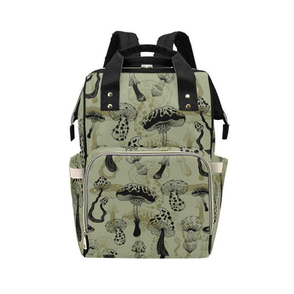 Mushroom Diaper Backpack, Woodland Baby Travel Bag, Sage Green Mom Bag
