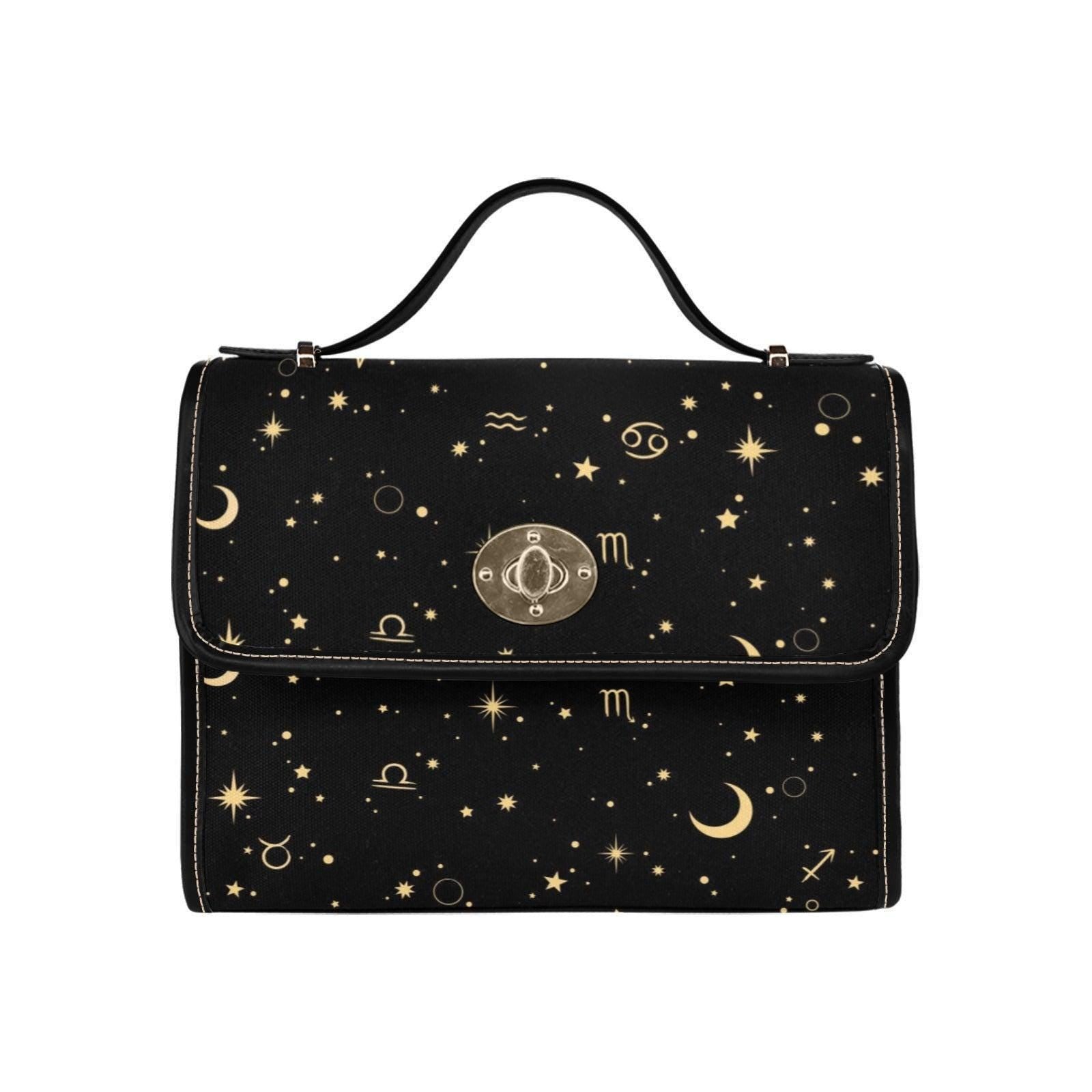 Zodiac Constellation Purse – Gold Astrology Symbols & Stars Pattern